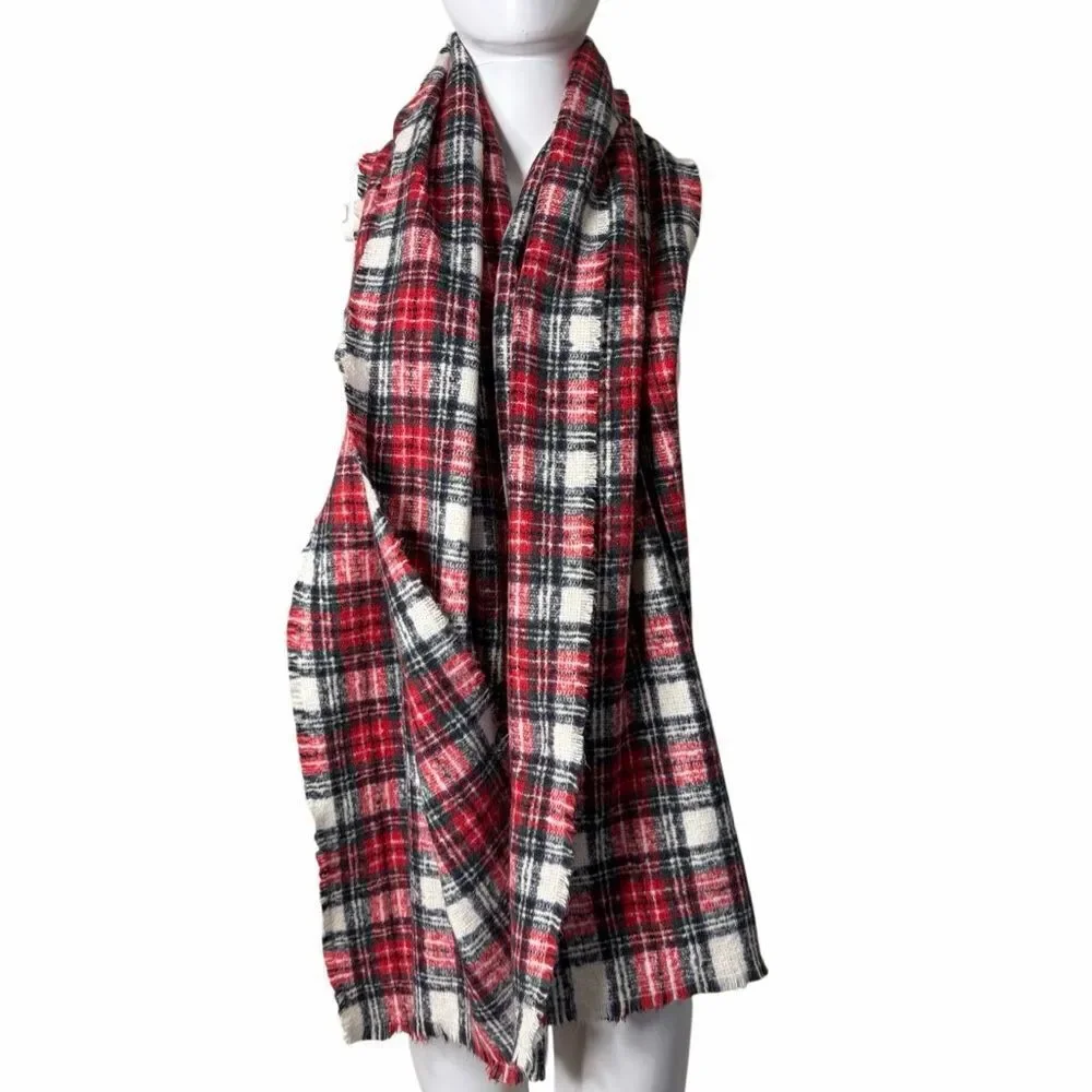 Old Navy Red and White Plaid Scarf One Size